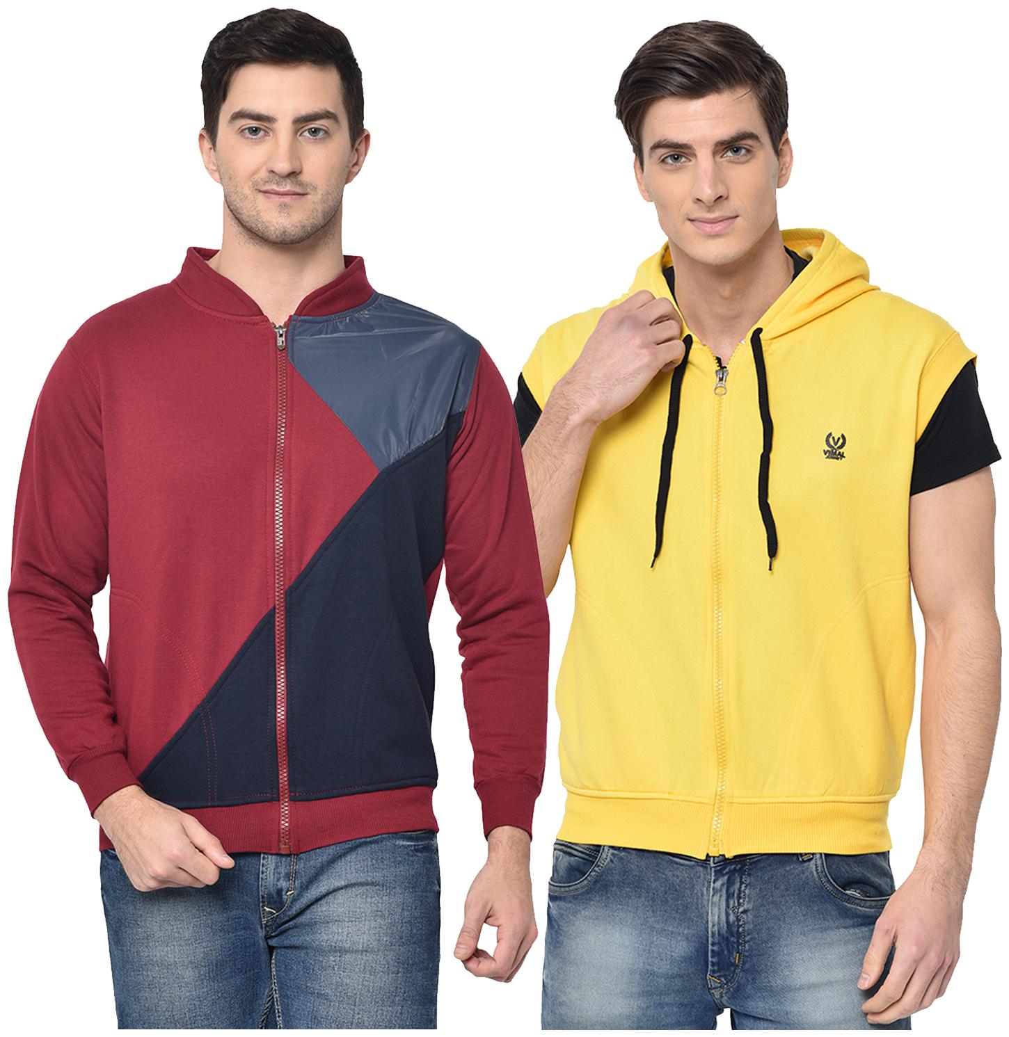 

VIMAL JONNEY Cotton Blend Colourblocked Multi Color Sweatshirt For Men (Pack Of 2)