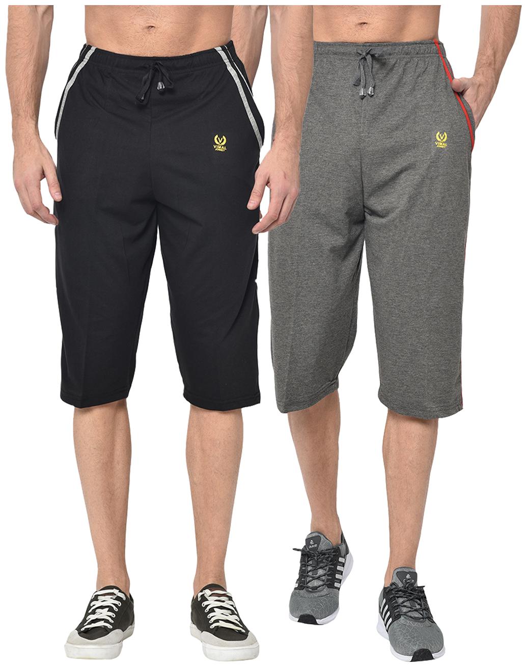 

VIMAL JONNEY Men Black Grey Regular Fit Regular Shorts