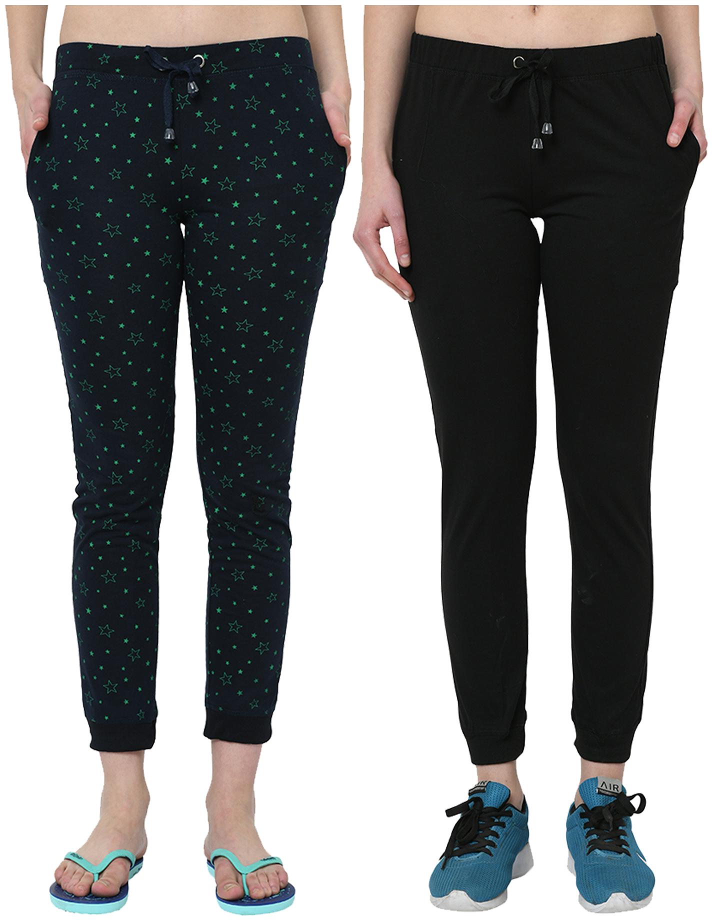 

VIMAL JONNEY Women Cotton Blend Printed Navy Black Joggers