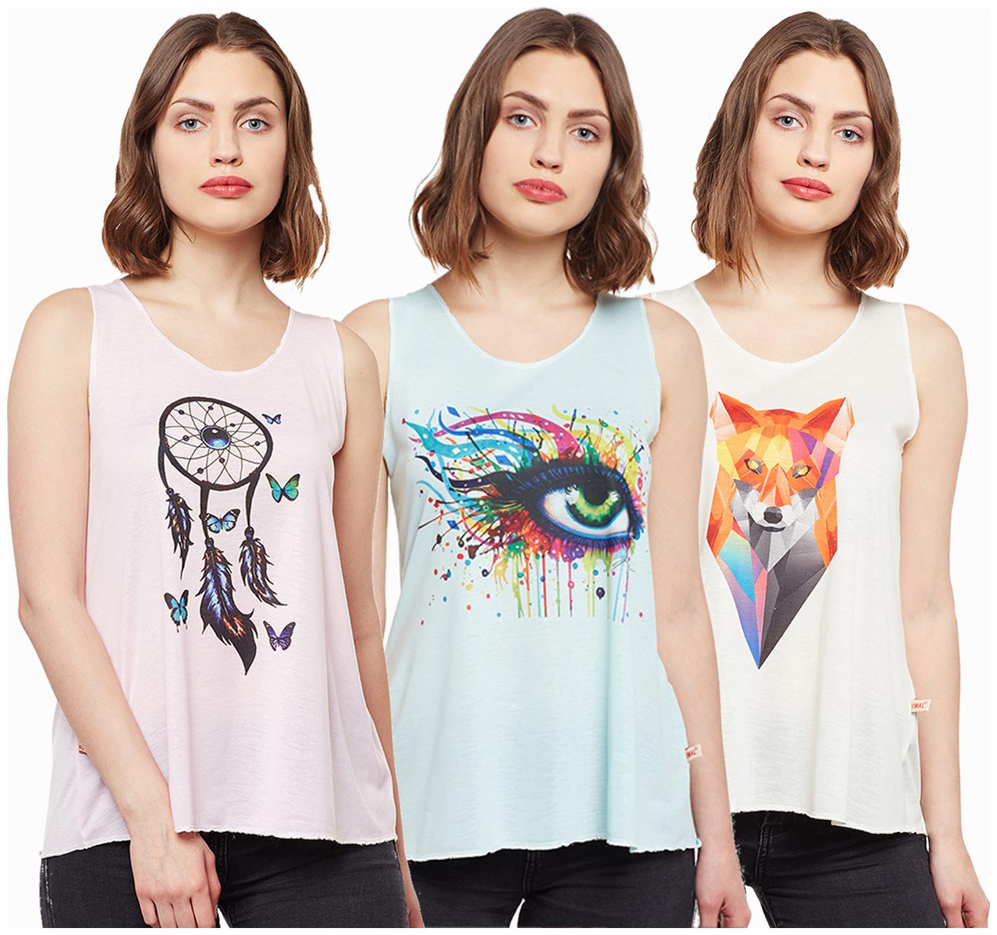 

Vimal Jonney Multicolor Cotton Tops Women(Pack Of 3)