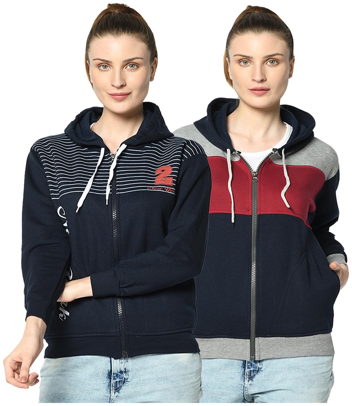

VIMAL JONNEY Women Striped Hoodie - Multi