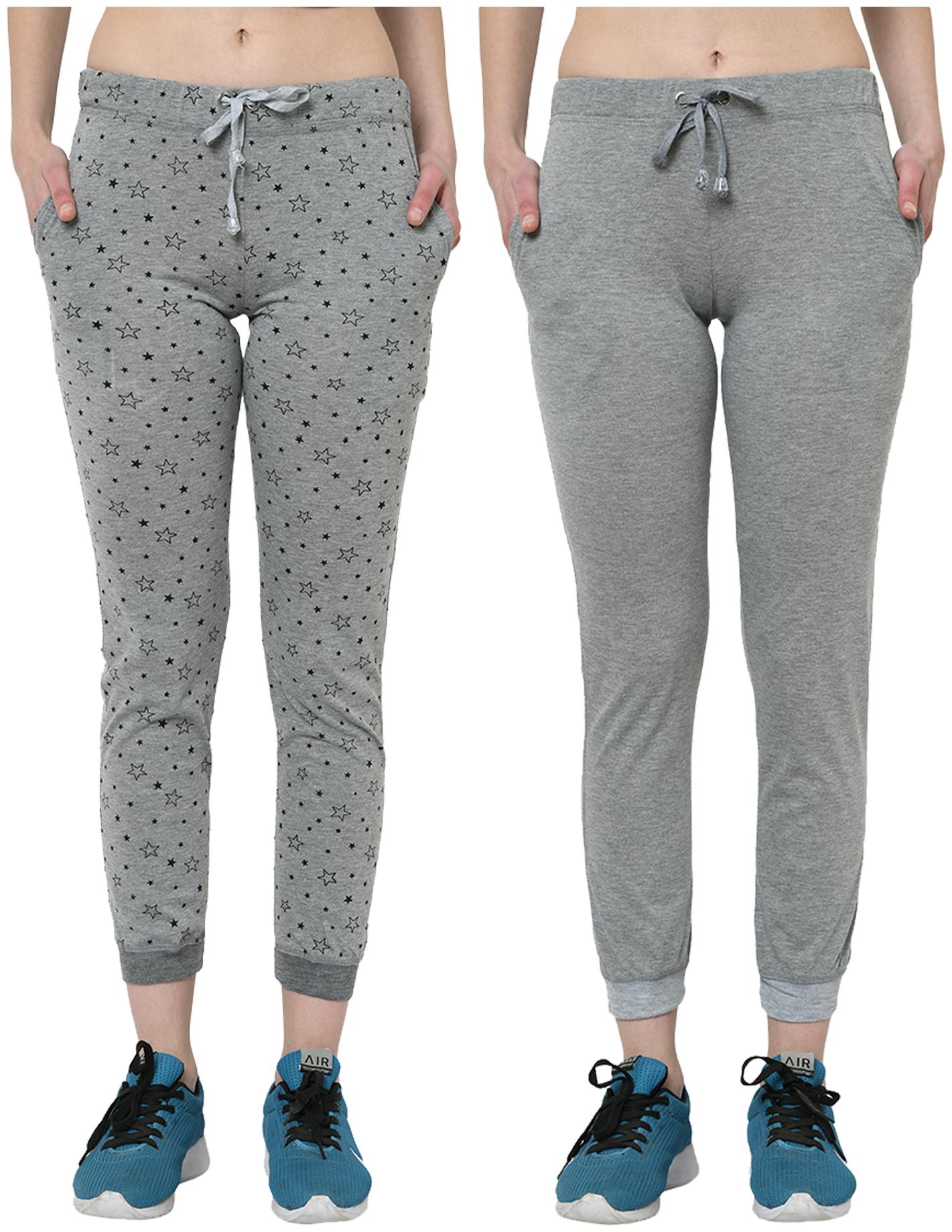 

VIMAL JONNEY Women Cotton Blend Printed Track Pants Grey