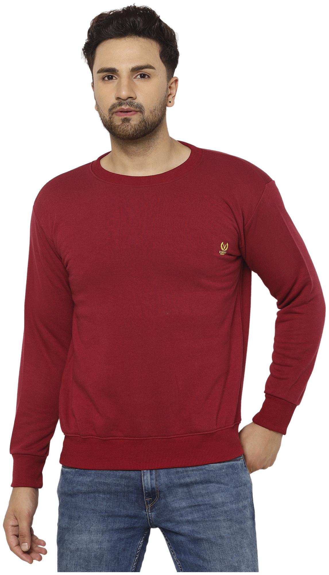 

VIMAL JONNEY Men Maroon Round neck Sweatshirt