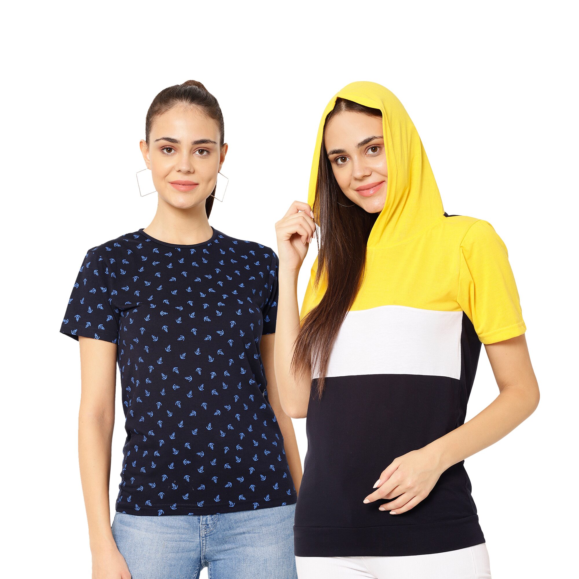

VIMAL JONNEY Women Multi Regular fit Round neck Cotton T shirt