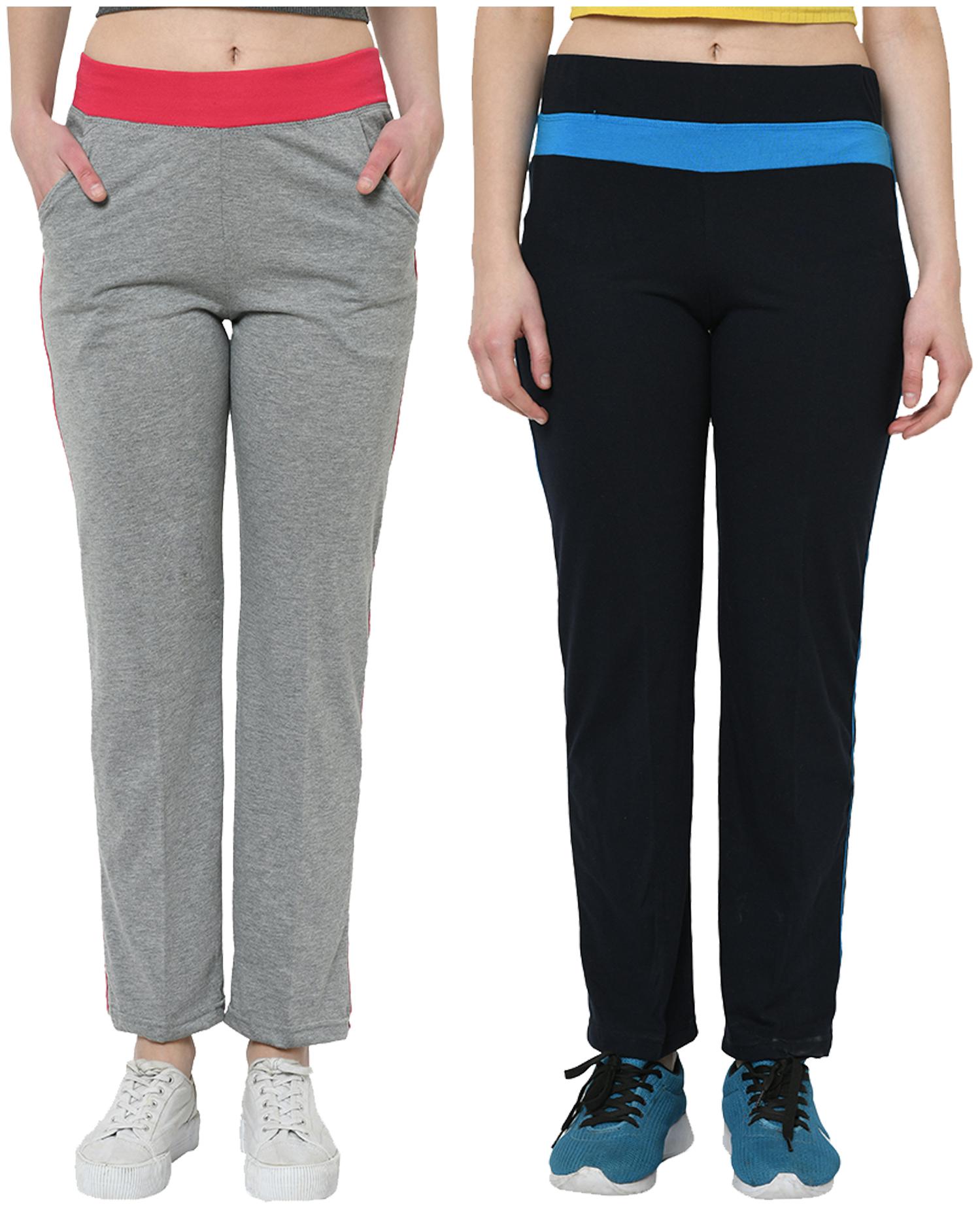 

VIMAL JONNEY Women Cotton Blend Solid Grey Navy Track Pants