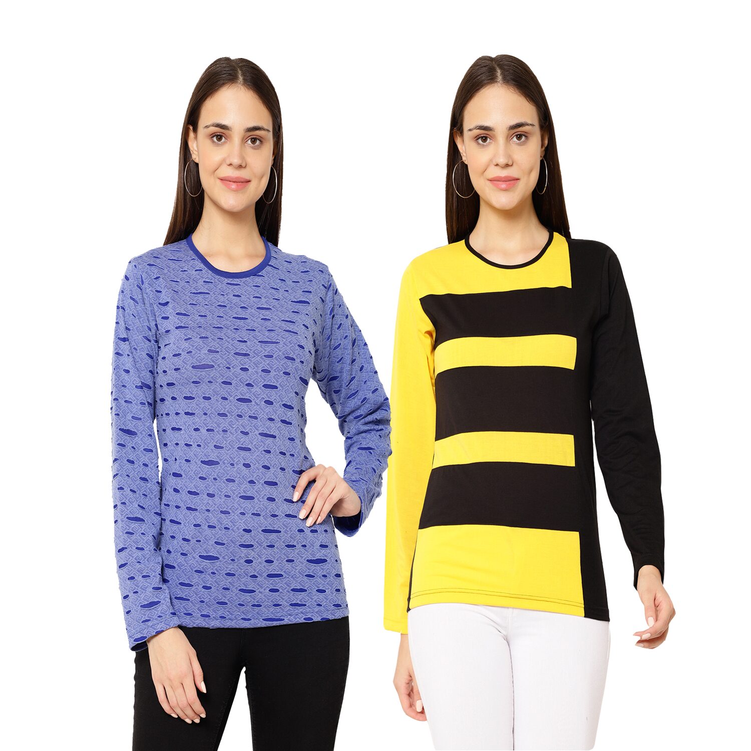 

VIMAL JONNEY Women Multi Regular fit Round neck Cotton T shirt