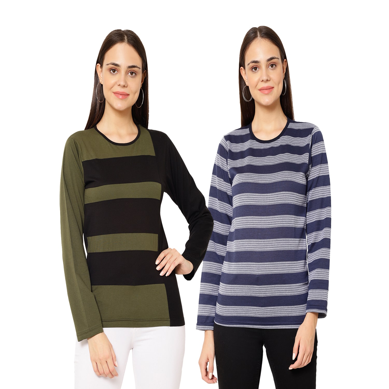 

VIMAL JONNEY Women Multi Regular fit Round neck Cotton T shirt