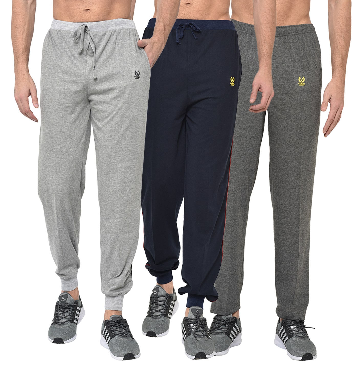 

VIMAL JONNEY Men Grey Navy blue Solid Regular fit Joggers