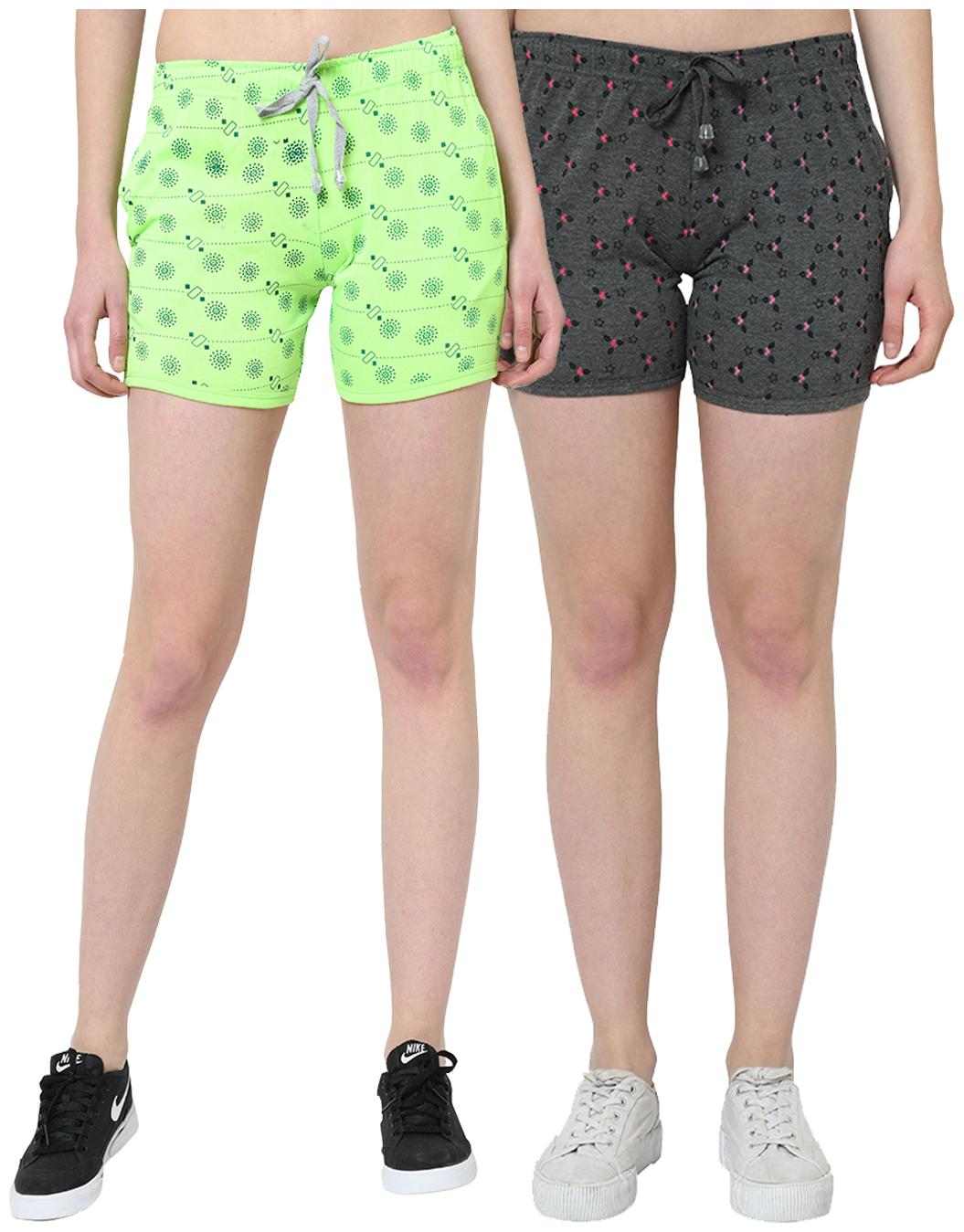 

VIMAL JONNEY Women Printed Regular shorts - Green Grey