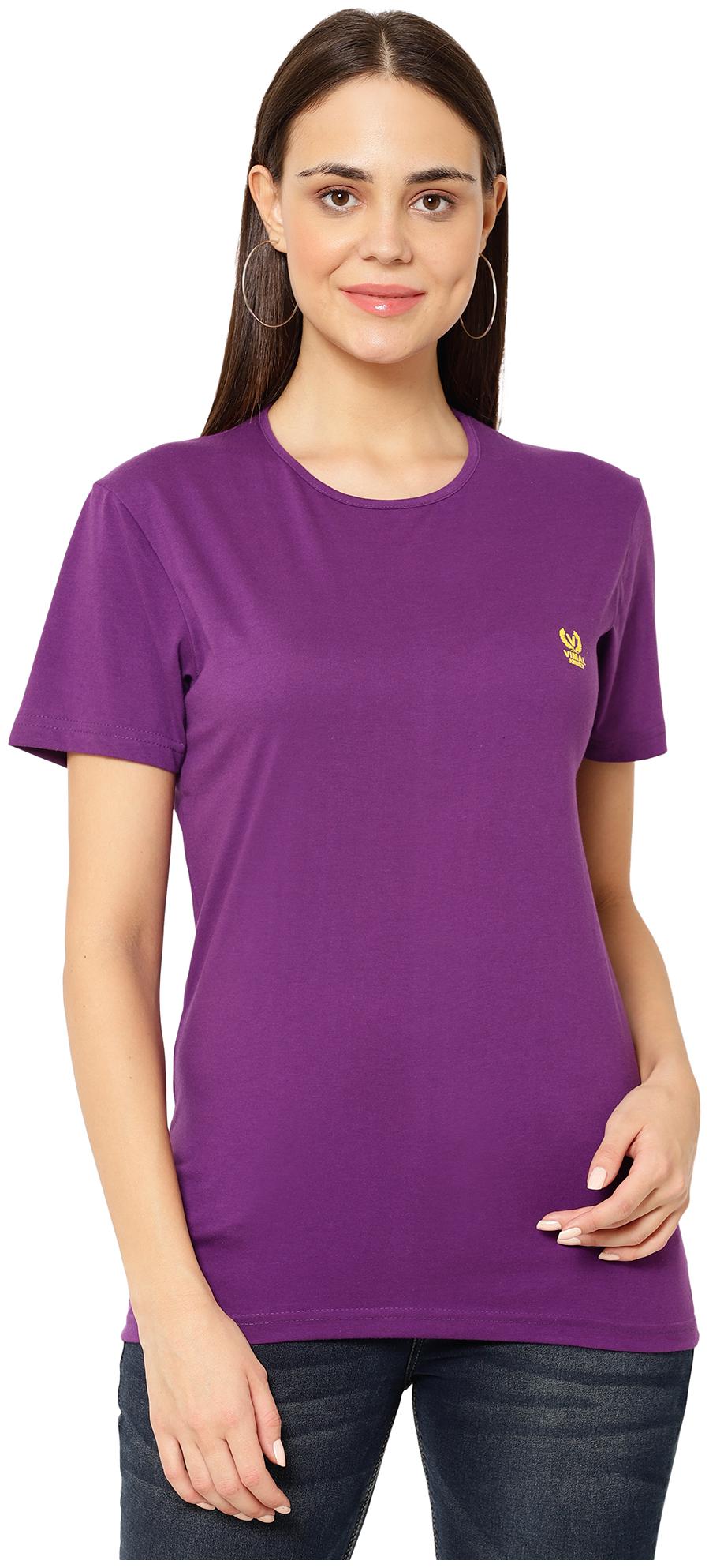 

VIMAL JONNEY Women Purple Regular fit Round neck Blended T shirt