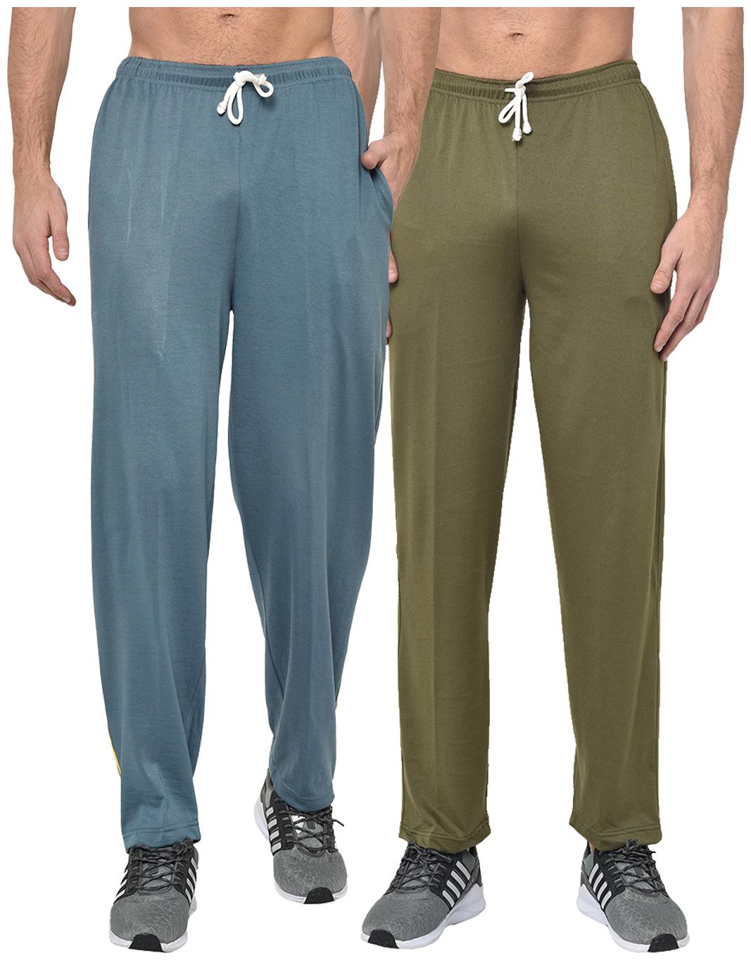 

VIMAL JONNEY Men Olive Grey Solid Regular fit Track pants