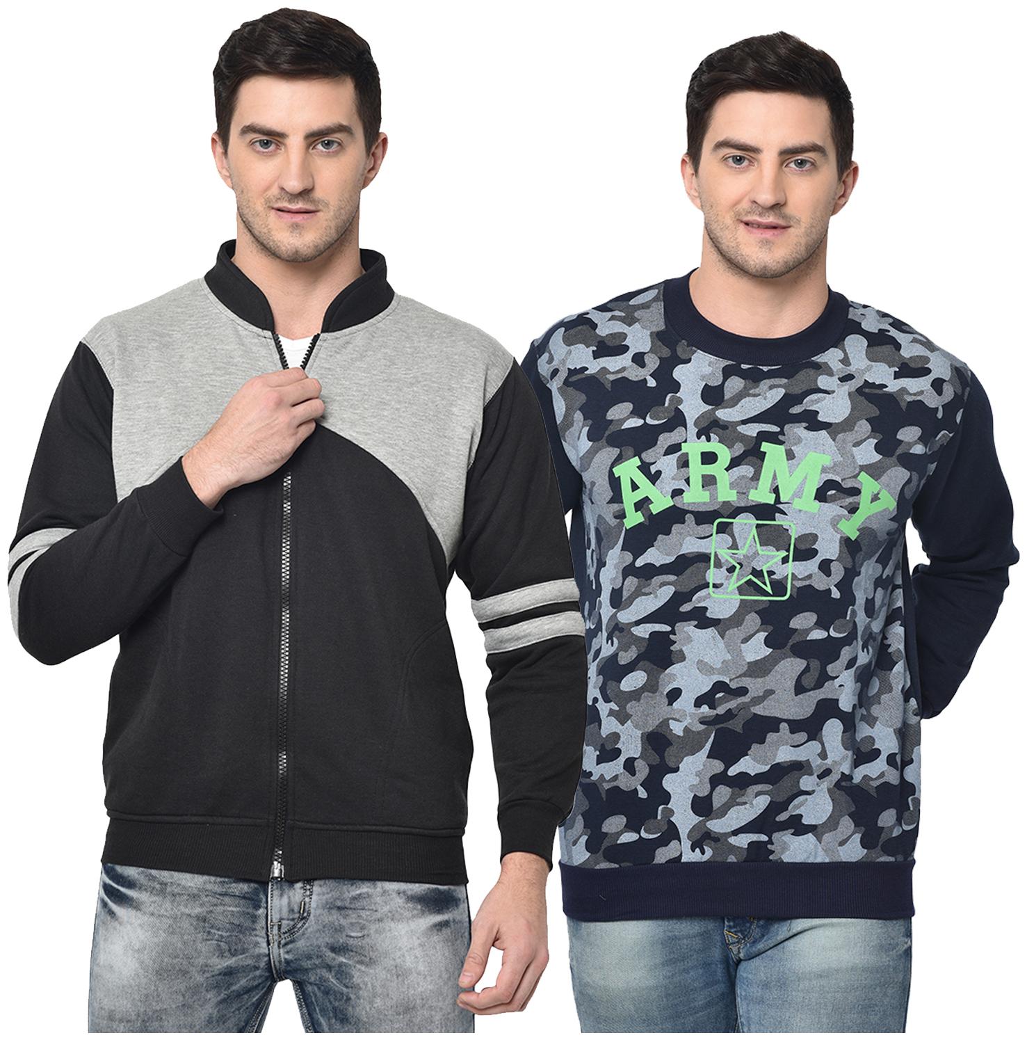 

VIMAL JONNEY Cotton Blend Colourblocked Multi Color Sweatshirt For Men (Pack Of 2)