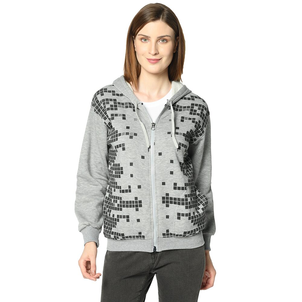 

VIMAL JONNEY Women Geometric Sweatshirt - Grey