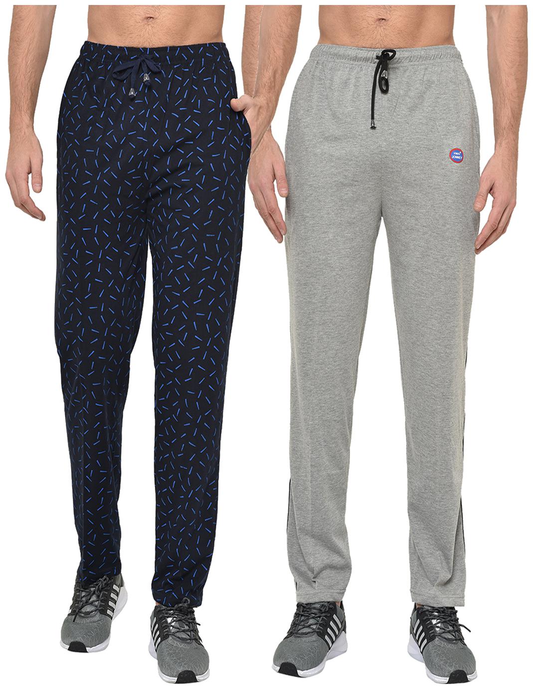

VIMAL JONNEY Cotton Blend Printed Grey Navy Blue Track Pants For Men