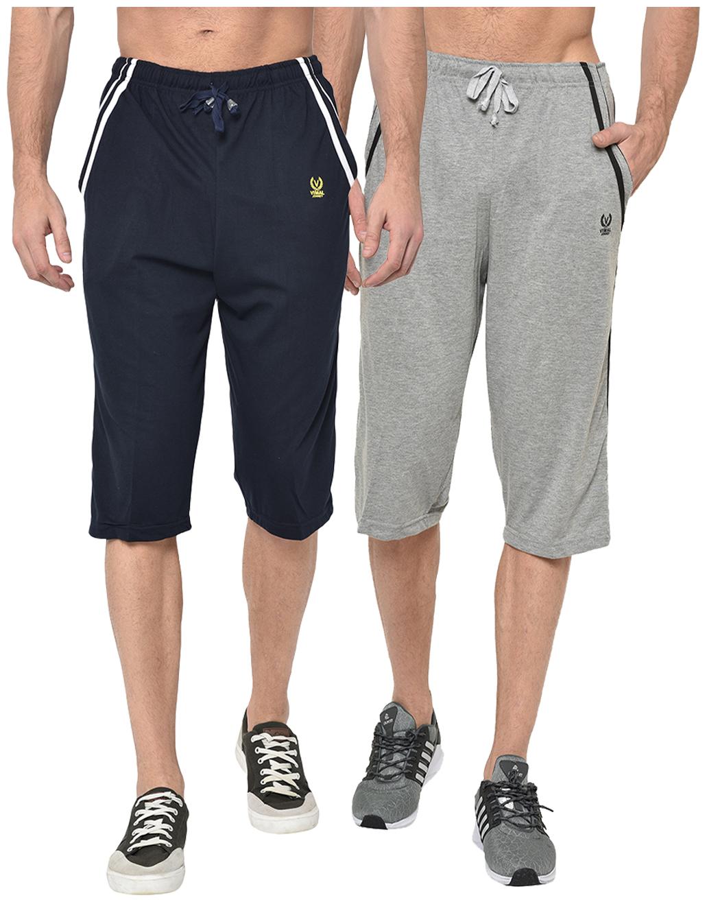 

VIMAL JONNEY Men Navy Blue Grey Regular Fit Regular Shorts