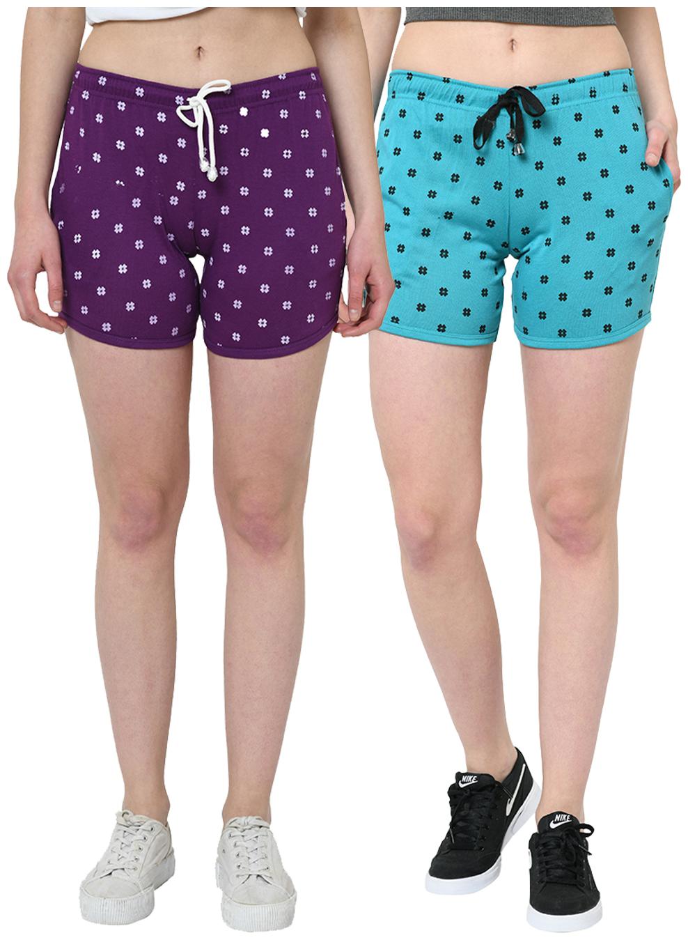 

VIMAL JONNEY Women Printed Regular shorts - Purple Blue