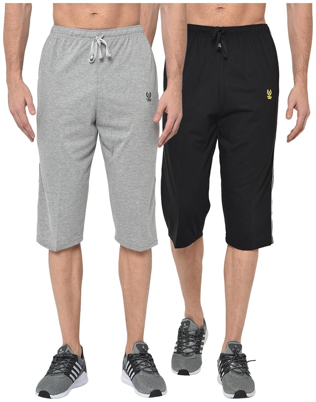 

VIMAL JONNEY Men Black Grey Regular Fit Regular Shorts
