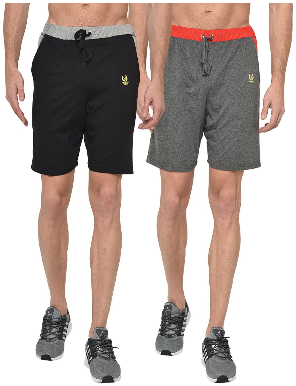 

VIMAL JONNEY Men Black Grey Regular Fit Regular Shorts