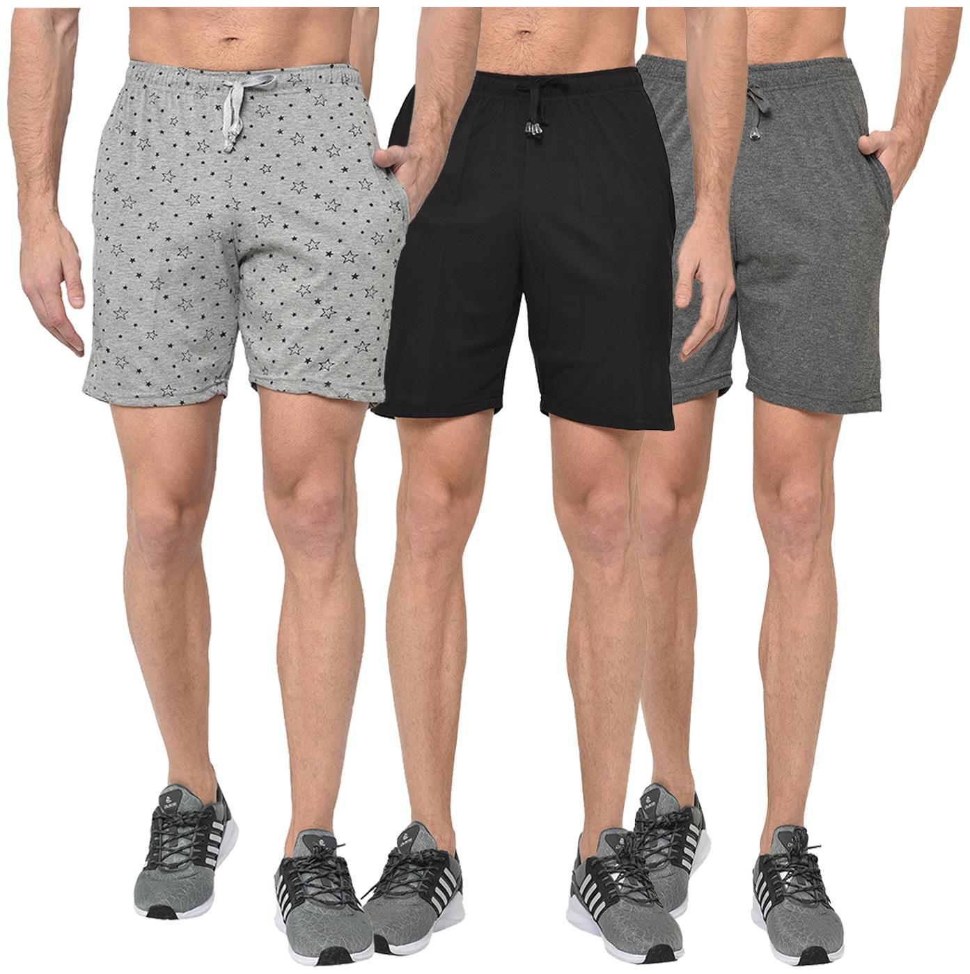

VIMAL JONNEY Men Grey Black Regular Fit Regular Shorts
