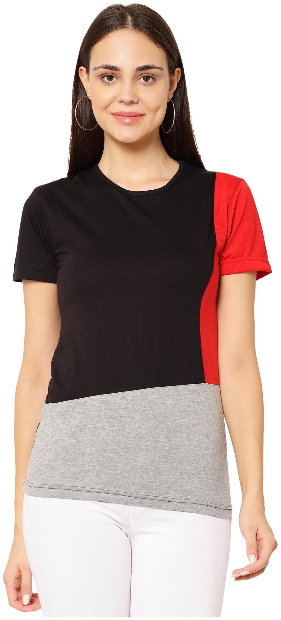 

VIMAL JONNEY Women Multi Regular fit Round neck Blended T shirt