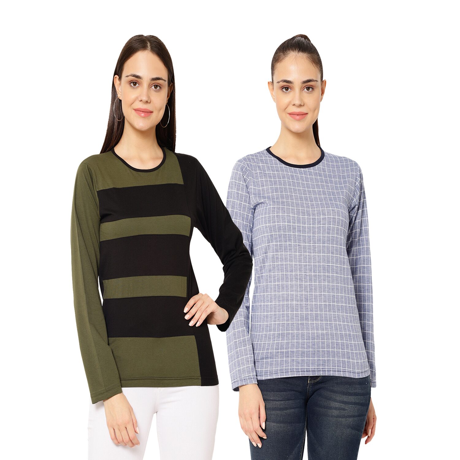

VIMAL JONNEY Women Multi Regular fit Round neck Cotton T shirt