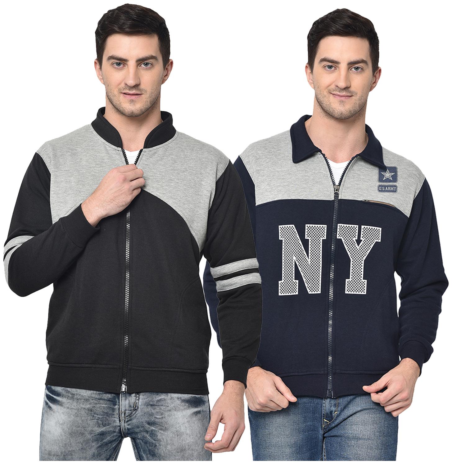

VIMAL JONNEY Cotton Blend Colourblocked Multi Color Sweatshirt For Men (Pack Of 2)