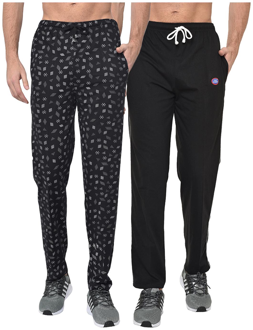 

VIMAL JONNEY Cotton Blend Printed Black Track Pants For Men