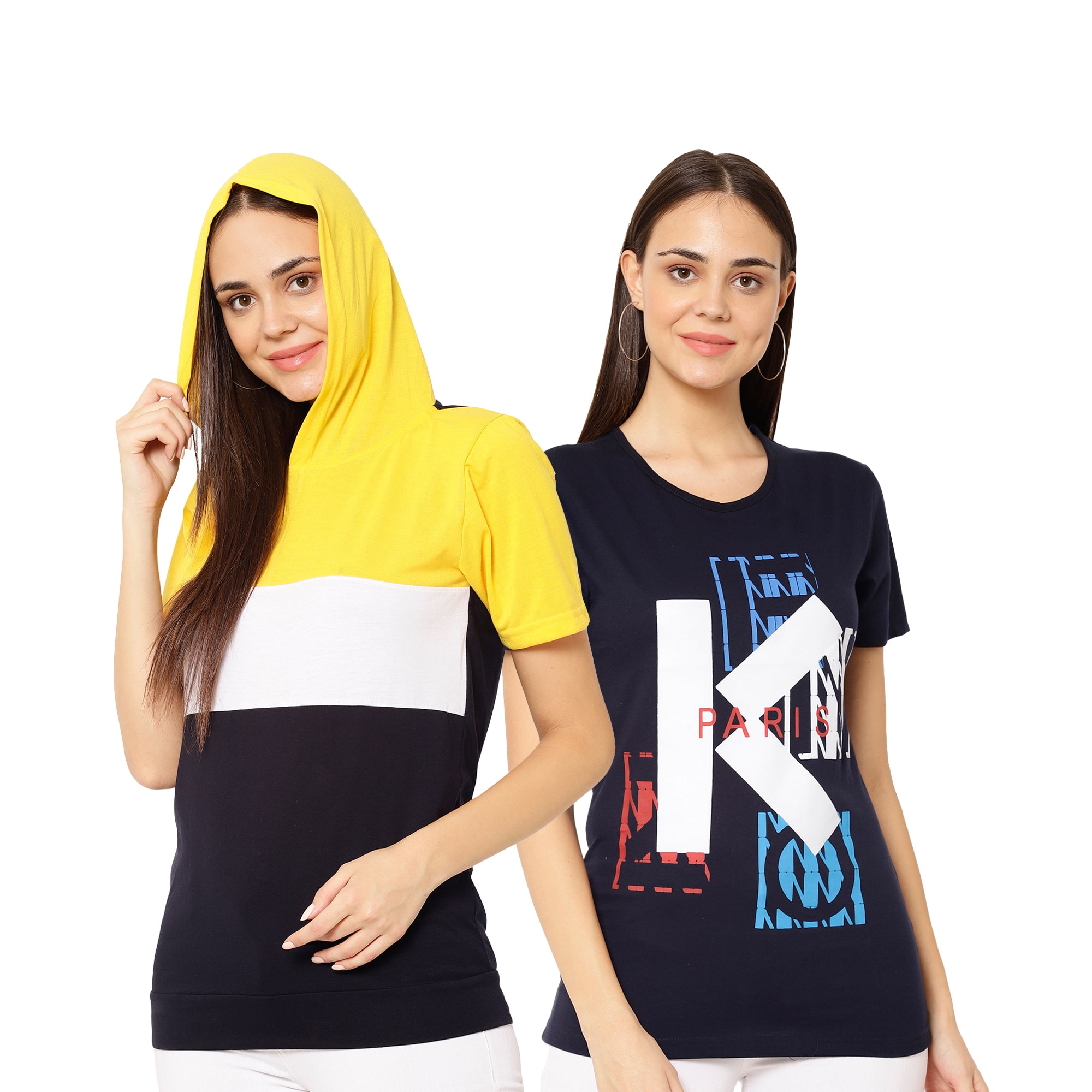 

VIMAL JONNEY Women Multi Regular fit Round neck Cotton T shirt