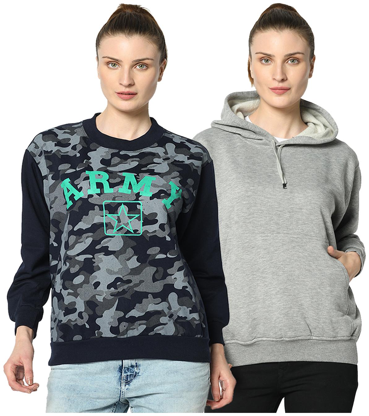 

VIMAL JONNEY Women Camouflage Sweatshirt - Grey Blue