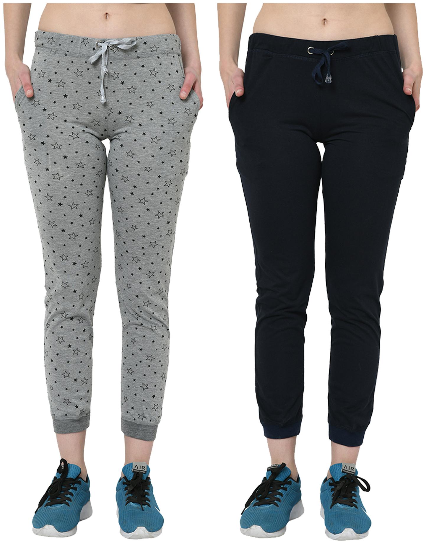 

VIMAL JONNEY Women Cotton Blend Printed Grey Navy Joggers