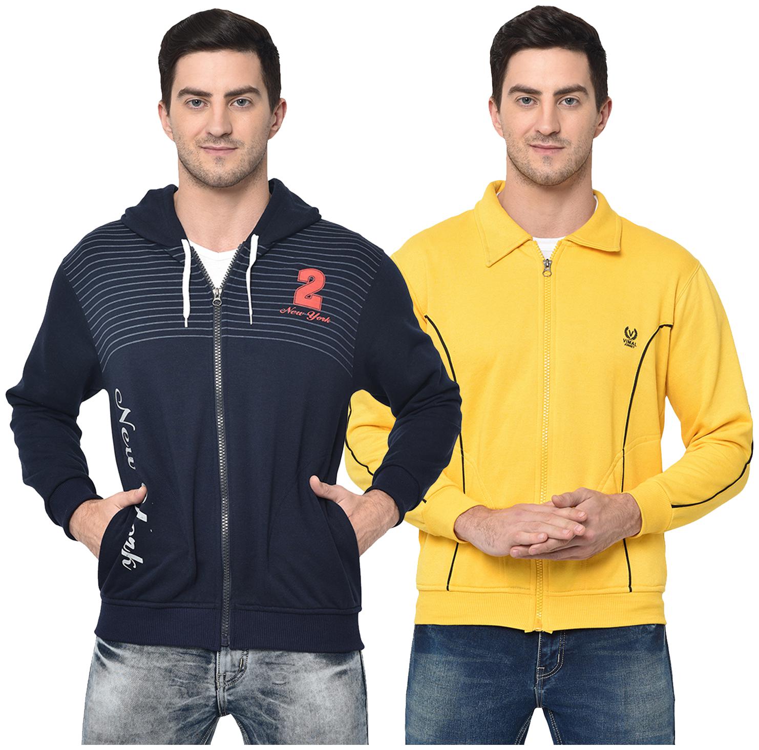 

VIMAL JONNEY Men Blue Yellow Hooded Hoodie