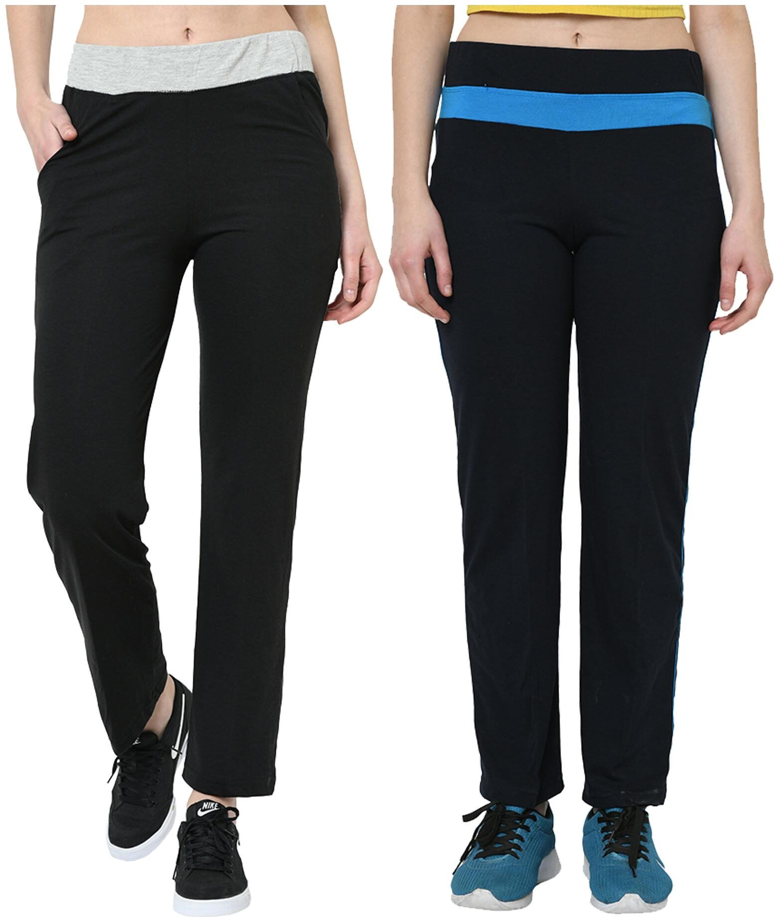 

VIMAL JONNEY Women Cotton Blend Solid Black Navy Track Pants