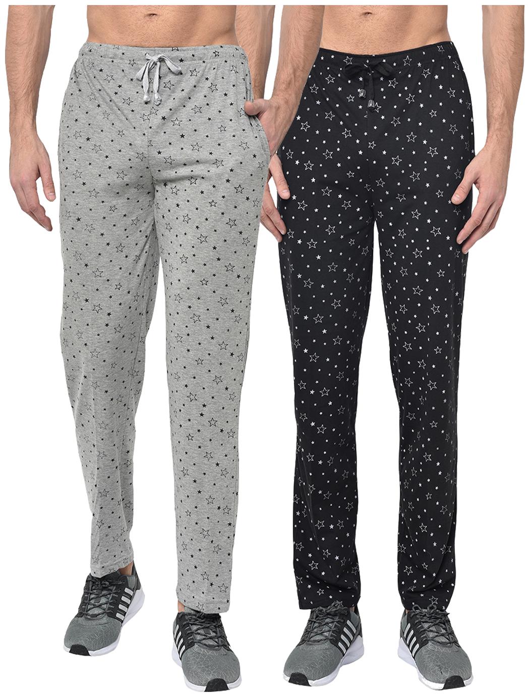 

VIMAL JONNEY Cotton Blend Printed Black Grey Track Pants For Men