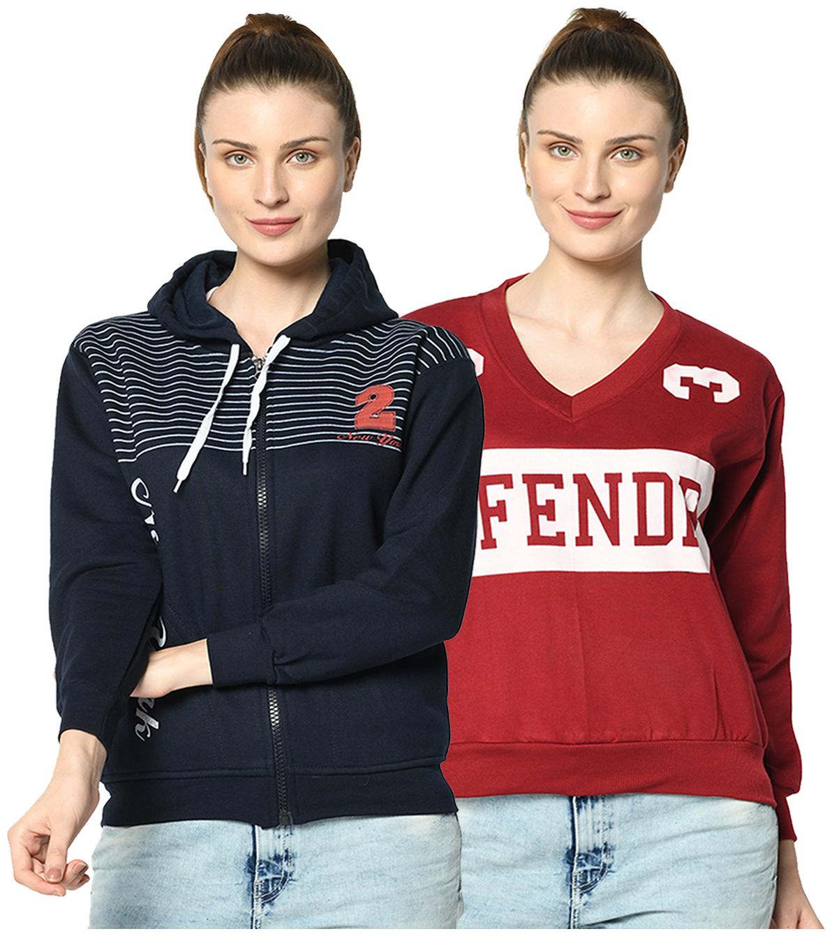 

VIMAL JONNEY Women Printed Sweatshirt - Blue Red