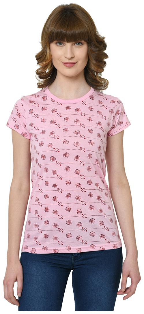 

VIMAL JONNEY Women Pink Regular fit Round neck Cotton T shirt