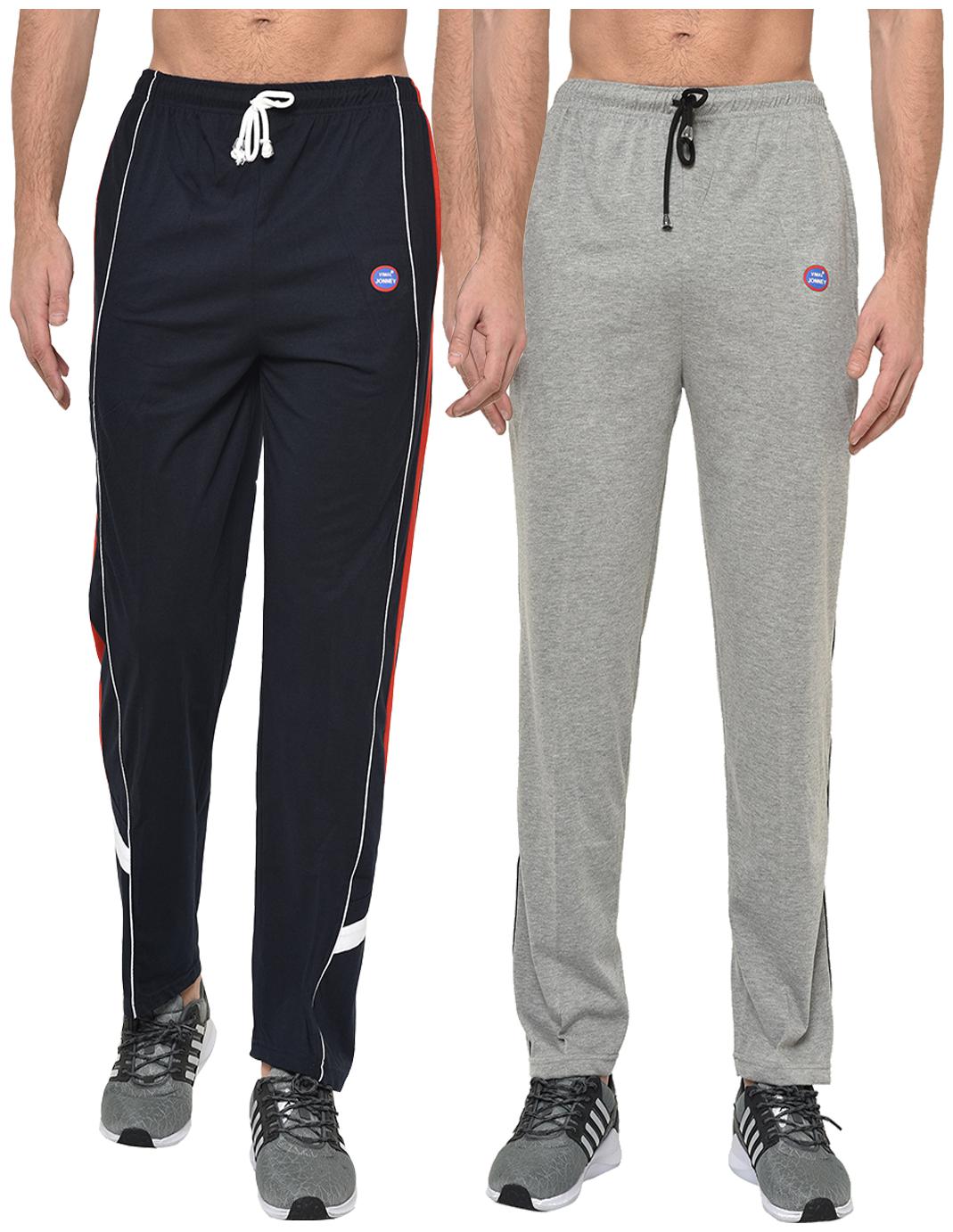

VIMAL JONNEY Men Grey Navy blue Solid Regular fit Track pants