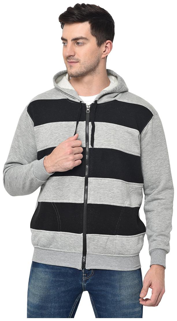 

VIMAL JONNEY Men Grey Black Hooded Hoodie