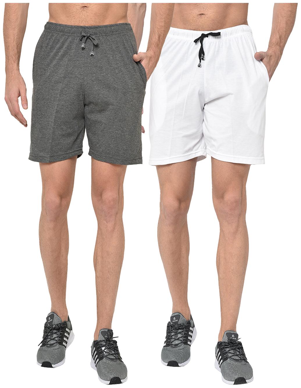 

VIMAL JONNEY Men Grey White Regular Fit Regular Shorts