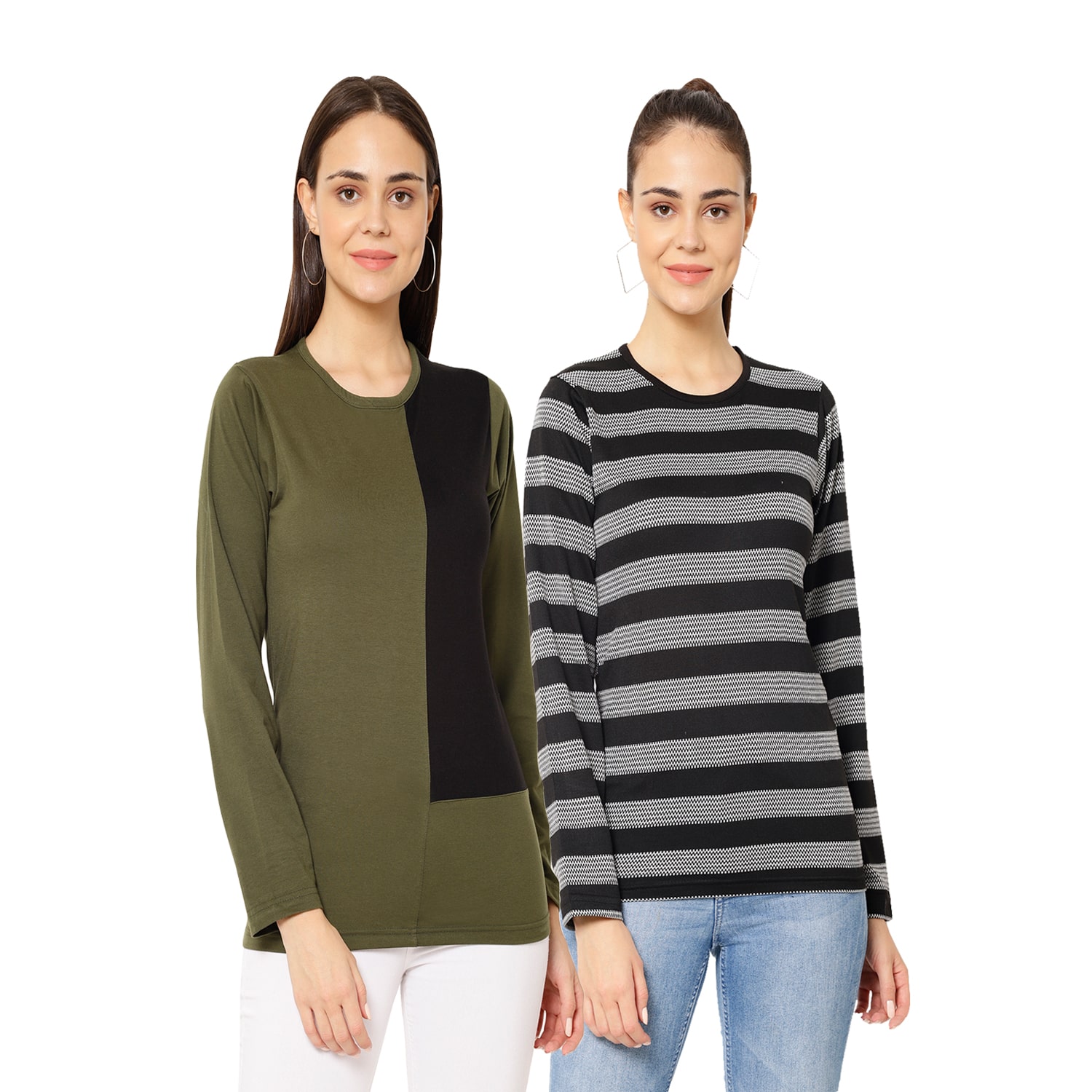

VIMAL JONNEY Women Multi Regular fit Round neck Cotton T shirt
