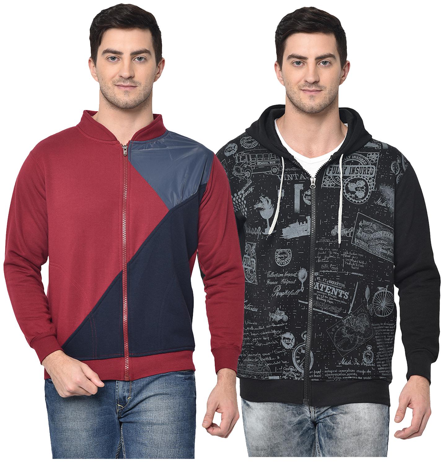 

VIMAL JONNEY Cotton Blend Colourblocked Multi Color Sweatshirt For Men (Pack Of 2)