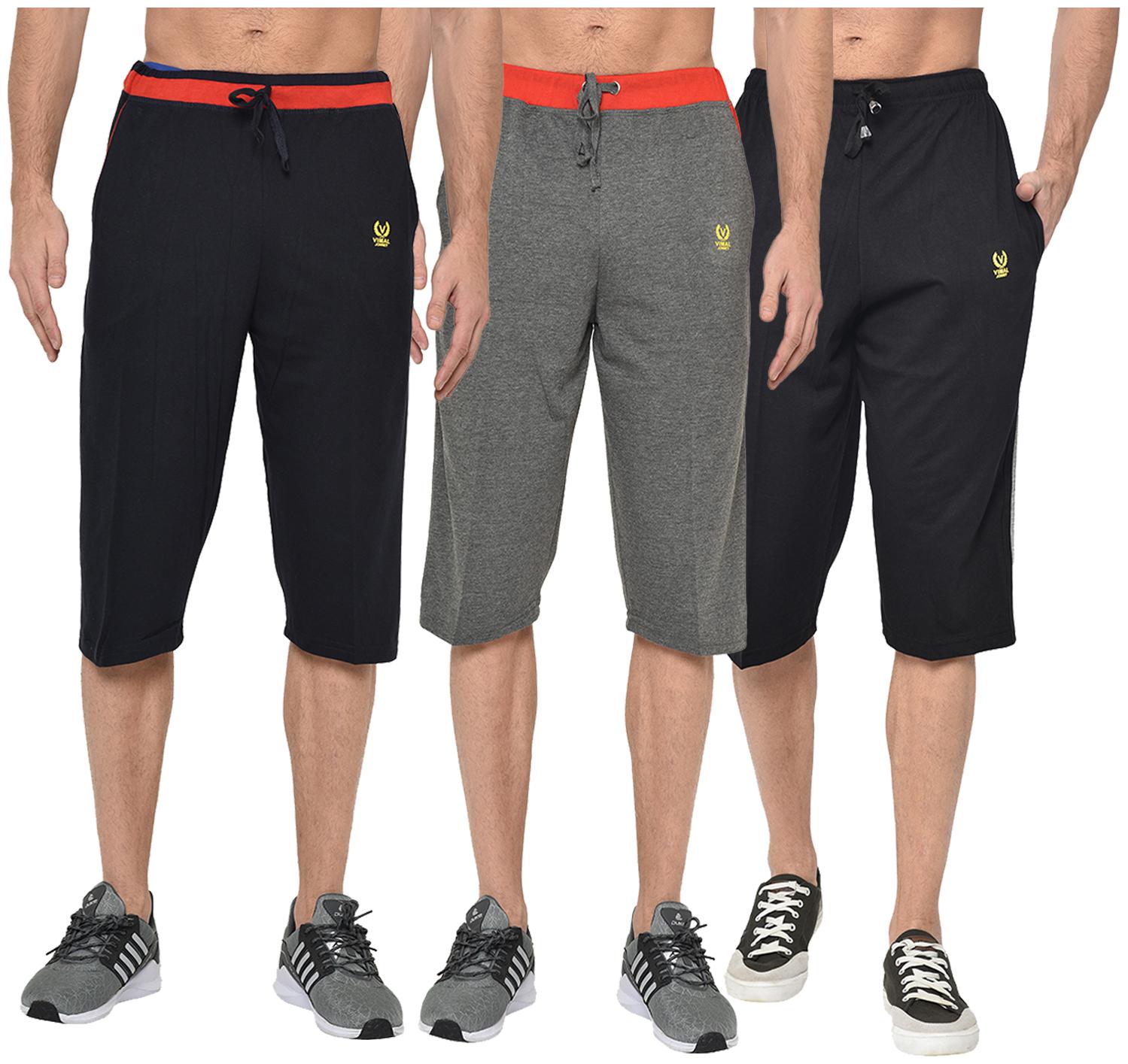 

VIMAL JONNEY Men Navy Blue Grey Regular Fit Regular Shorts