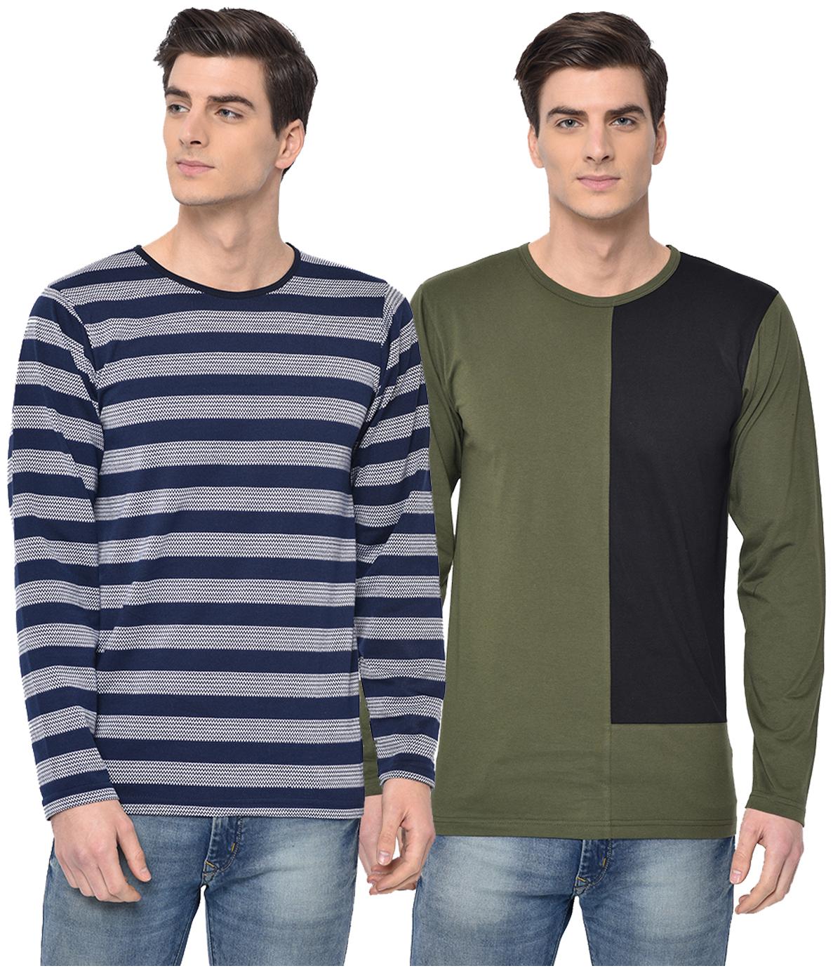 

VIMAL JONNEY Men Multi Regular fit Cotton Blend Round neck T-Shirt - Pack Of 2