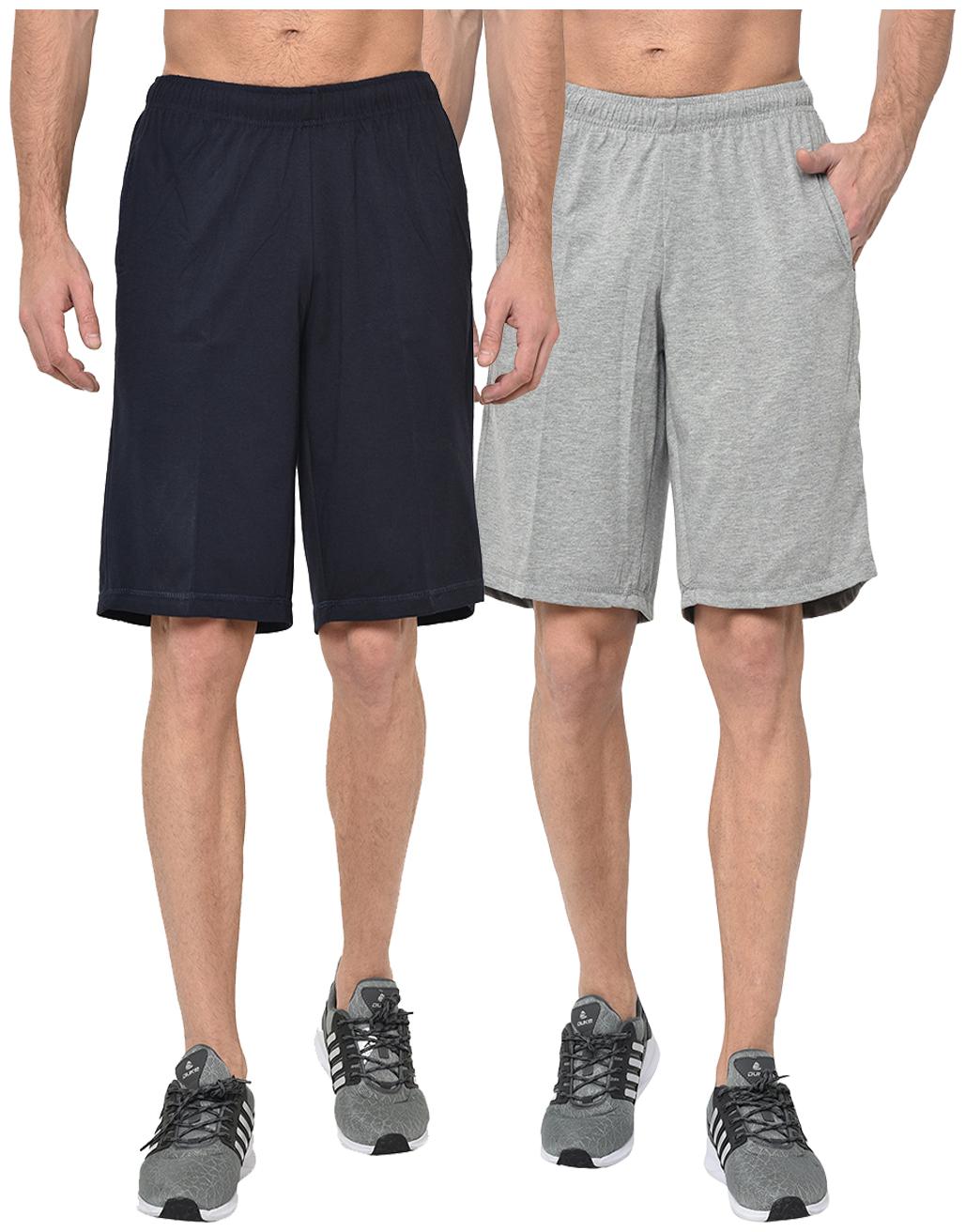 

VIMAL JONNEY Men Navy Blue Grey Regular Fit Regular Shorts