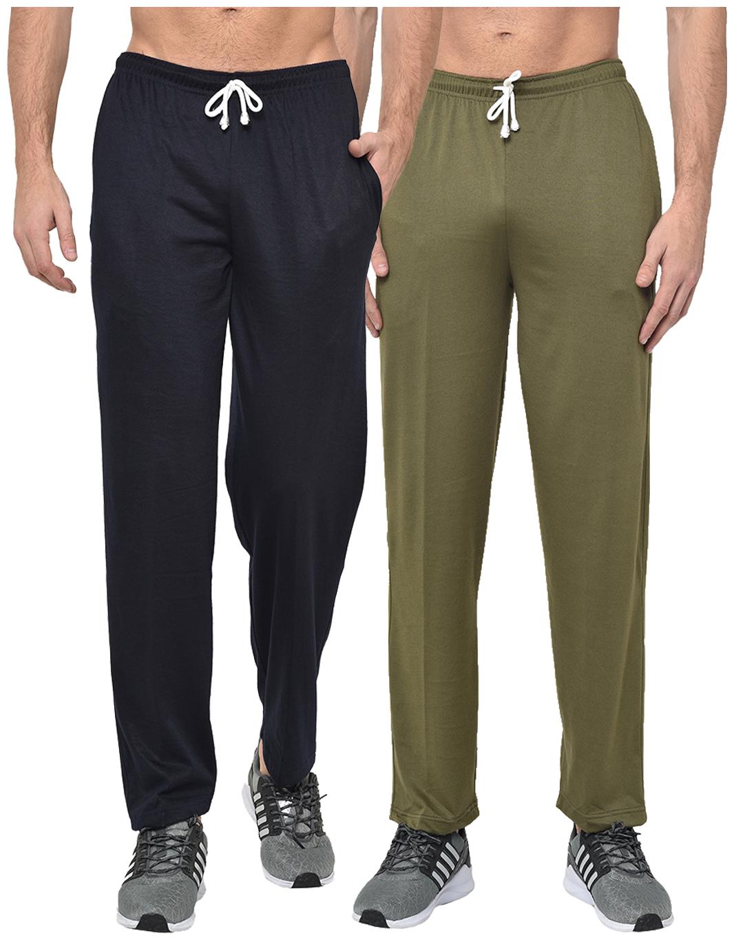 

VIMAL JONNEY Men Navy blue Olive Solid Regular fit Track pants