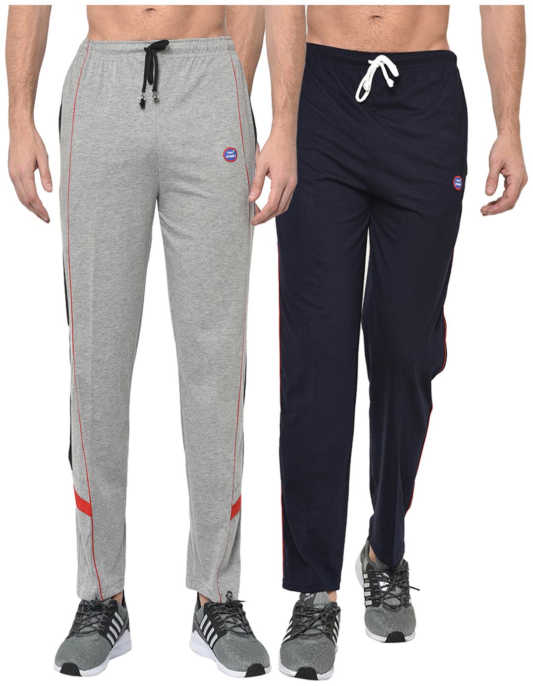 

VIMAL JONNEY Men Grey Navy blue Solid Regular fit Track pants