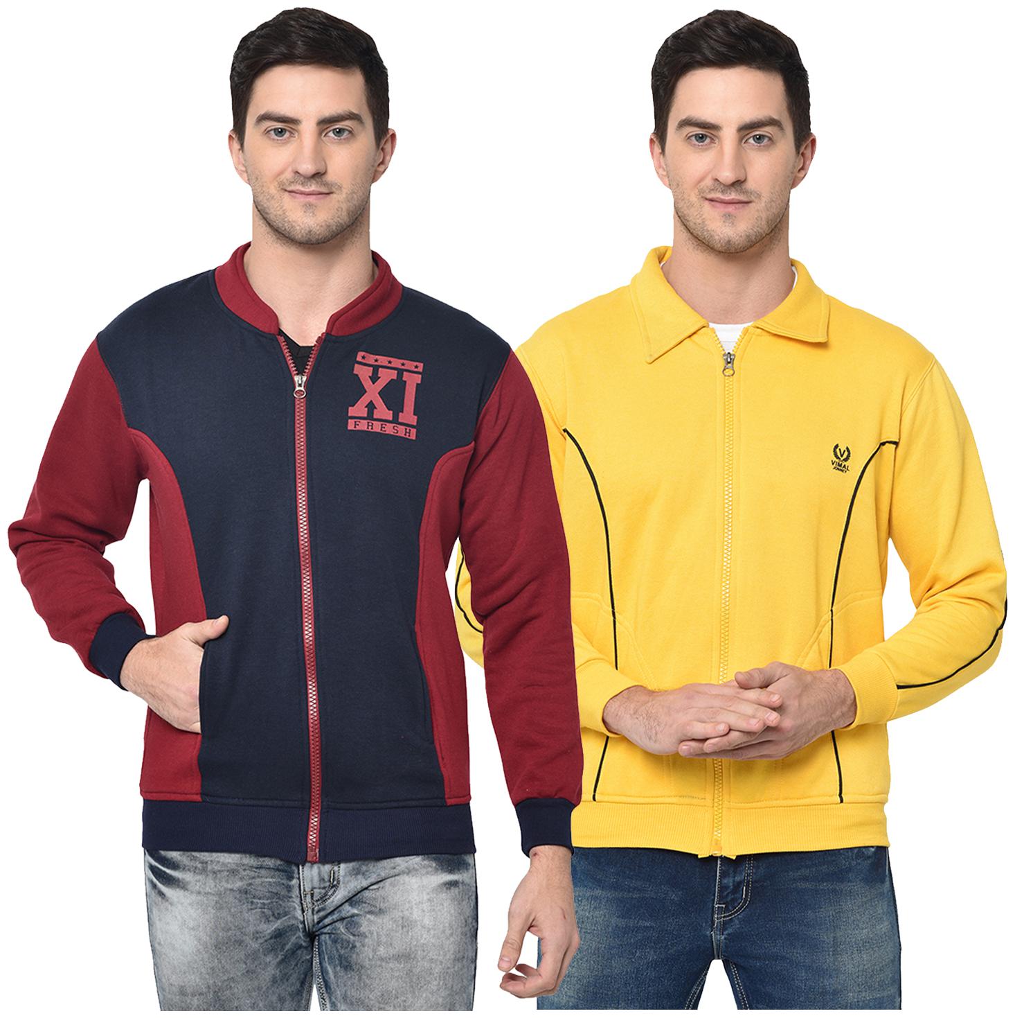 

VIMAL JONNEY Cotton Blend Colourblocked Multi Color Sweatshirt For Men (Pack Of 2)