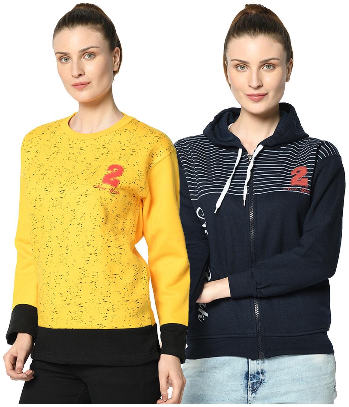 

VIMAL JONNEY Women Printed Sweatshirt - Yellow Blue