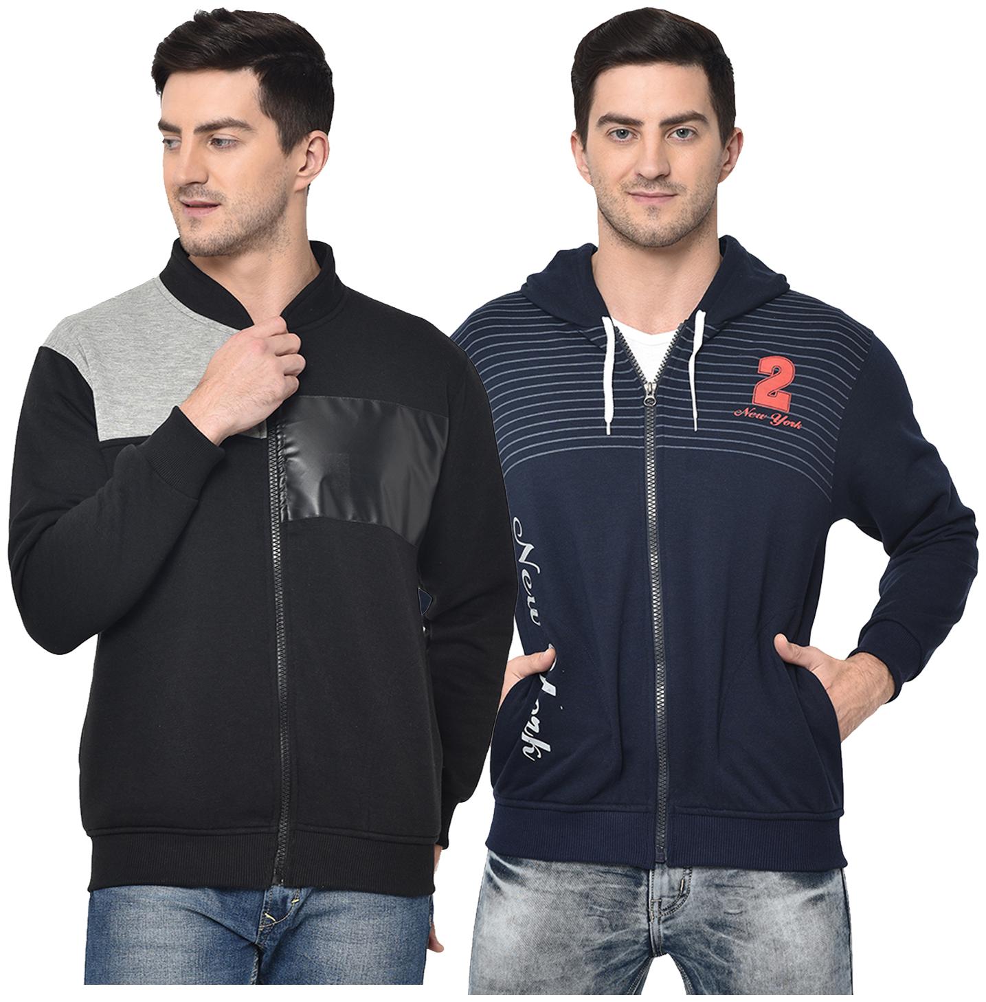 

VIMAL JONNEY Cotton Blend Striped Multi Color Sweatshirt For Men (Pack Of 2)