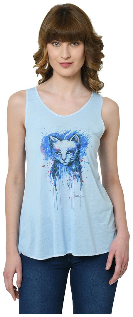 

VIMAL JONNEY Women Blue Regular fit U neck Cotton Tank top