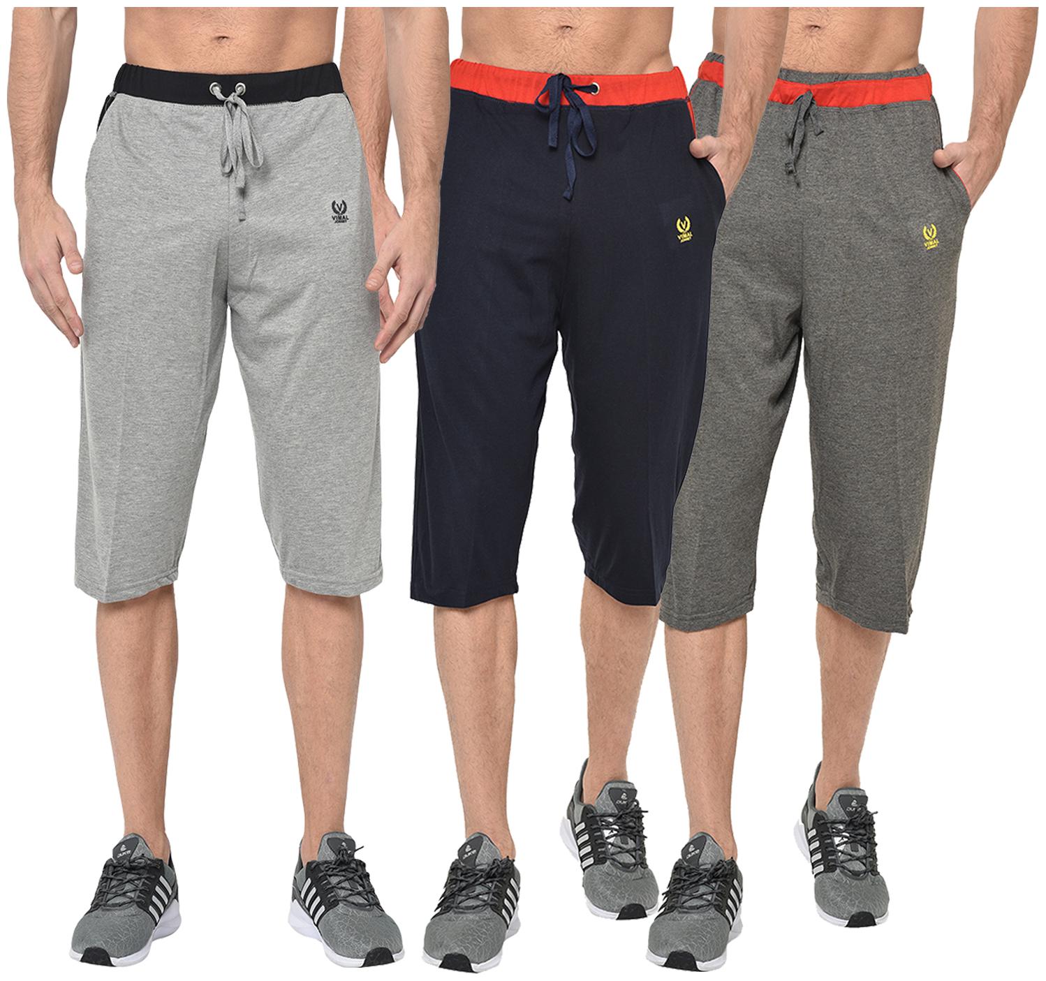 

VIMAL JONNEY Men Grey Blue Regular Fit Regular Shorts